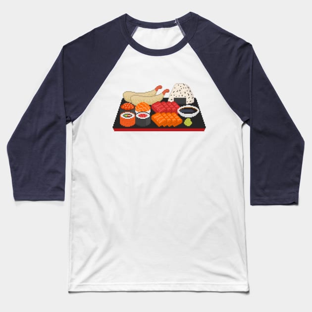 Pixely Japanese Meal Baseball T-Shirt by Caloy